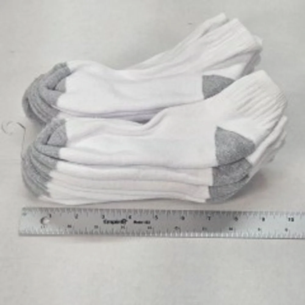 Kids White Ankle Socks with Grey Toe and Heel Pack of 10 Shoe‎ Size 4-9
